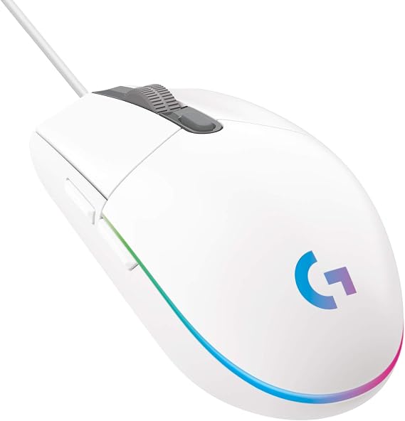 Logitech G G102 Light Sync Gaming Mouse, 8000 DPI, 6 Programmable Buttons, RGB, White