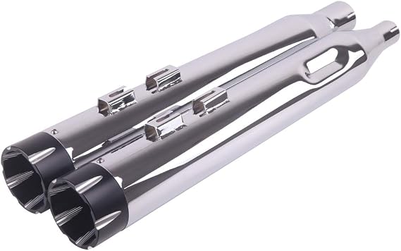 SHARKROAD 4 Chrome Slip On Mufflers Exhaust for Harley Touring 2017-UP Road King, Steet Glide,Road Glide, Electra Glide. 18CB