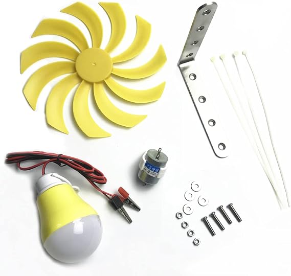 Small Wind Turbine Generator Micro DC Motor Fan Blade Model LED Light Kit