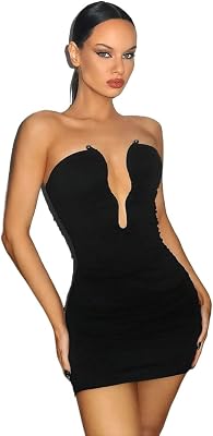 QNDUGJFER Womens Mini Dresses Sexy Fitted Sleeveless Dress With Open Neckline