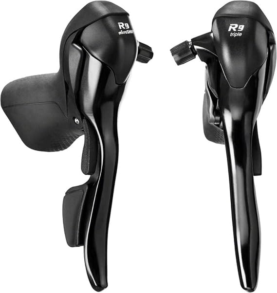 microSHIFT R9 Drop Bar Shift/Brake Lever Set - 3 x 9-Speed, Compatible, Black | bike-shift-levers