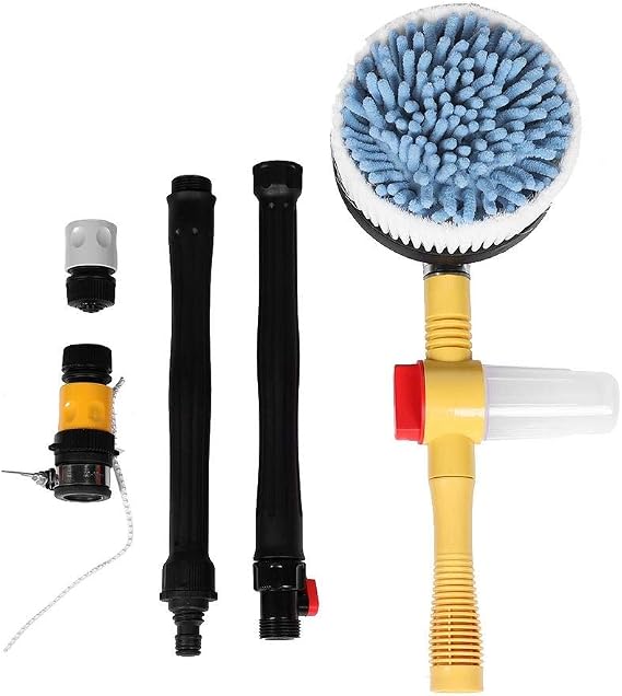 Car Wash Brush Rotating Long Rod Wash Mop 360 Spin High Pressure Rotating Care Brush Detachable Cleaning Washing Sponge Tool Wand for Washing Car Truck Home Garden Car Care