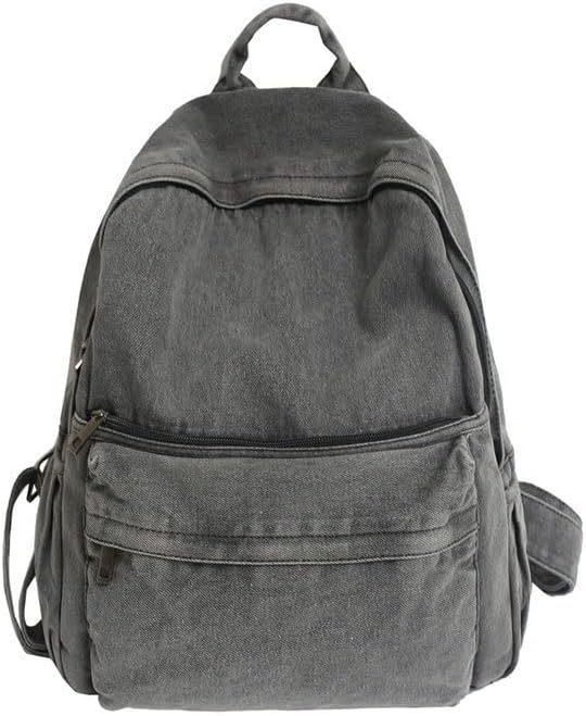Lightweight Travel Denim Backpack Vintage Daypack Y2K Backpack Multipurpose Adjustable Shoulder Bags for Women Men (Grey)