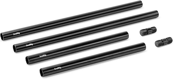 SMALLRIG 15mm Rods Pack with M12 Thread Rod Cap Connectors