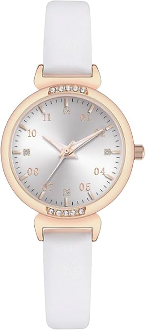 NUOVO Women's Watch Ladies Quartz Watch with Crystal Accents Purple Leather Band Silver Dial