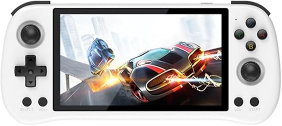 Powkiddy X55 Handheld Retro Game Console Built-in 20,000 Games 128G 5.5-Inch IPS Screen Video Gaming Console for Kid Adult, RK3566CPU, HDMI Interface (White)