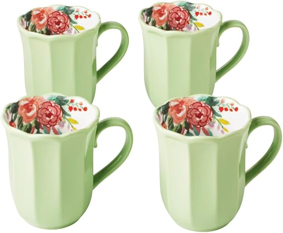 Painted Meadow 16-Ounce Ceramic Mugs Set of 4