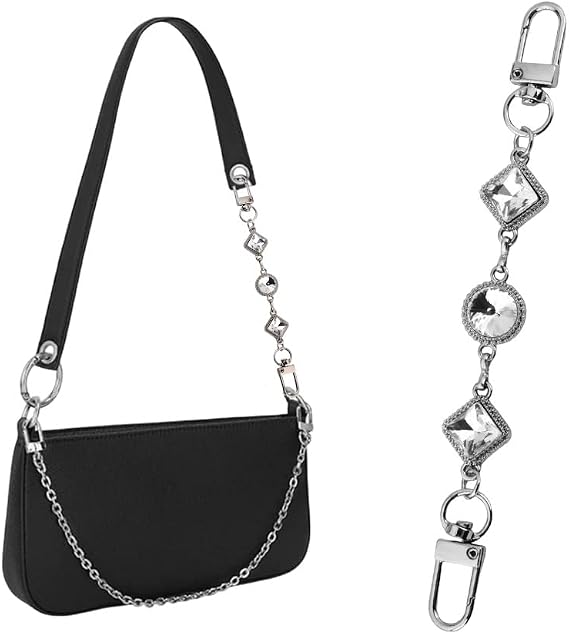 Kefley Rhinestone Purse Extender Chain Handbag Charms for Boho Crossbody Small Pouch Bag Straps Jewelry Accessories Sparkling
