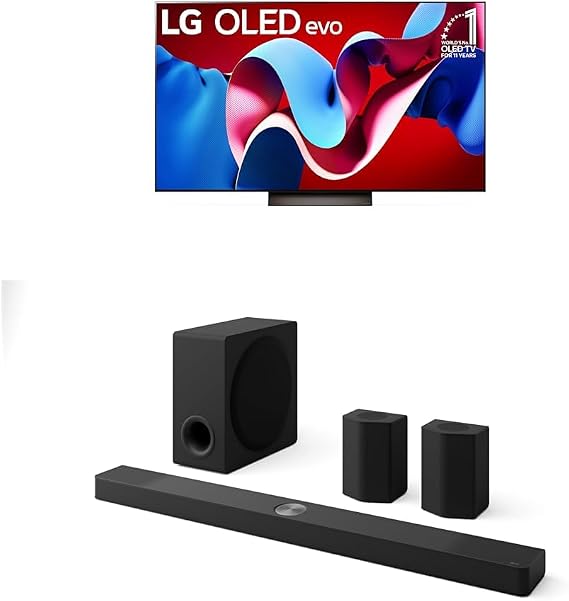 LG 65-Inch Class OLED evo C4 Series Smart TV 4K Processor Flat Screen with Alexa Built-in (OLED65C4PUA, 2024),LG 9.1.5 ch. Sound Bar with Wireless Dolby Atmos Soundbar and Rear Speakers