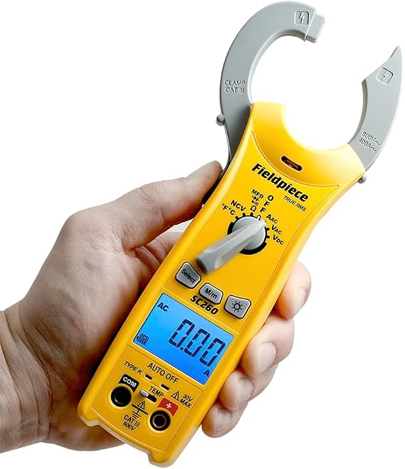 Fieldpiece Compact HVACR Clamp Multimeter SC260 True RMS Clamp Meter with Temperature, Capacitance & Backlight | True RMS Multimeter with Temperature, Capacitance and Backlight
