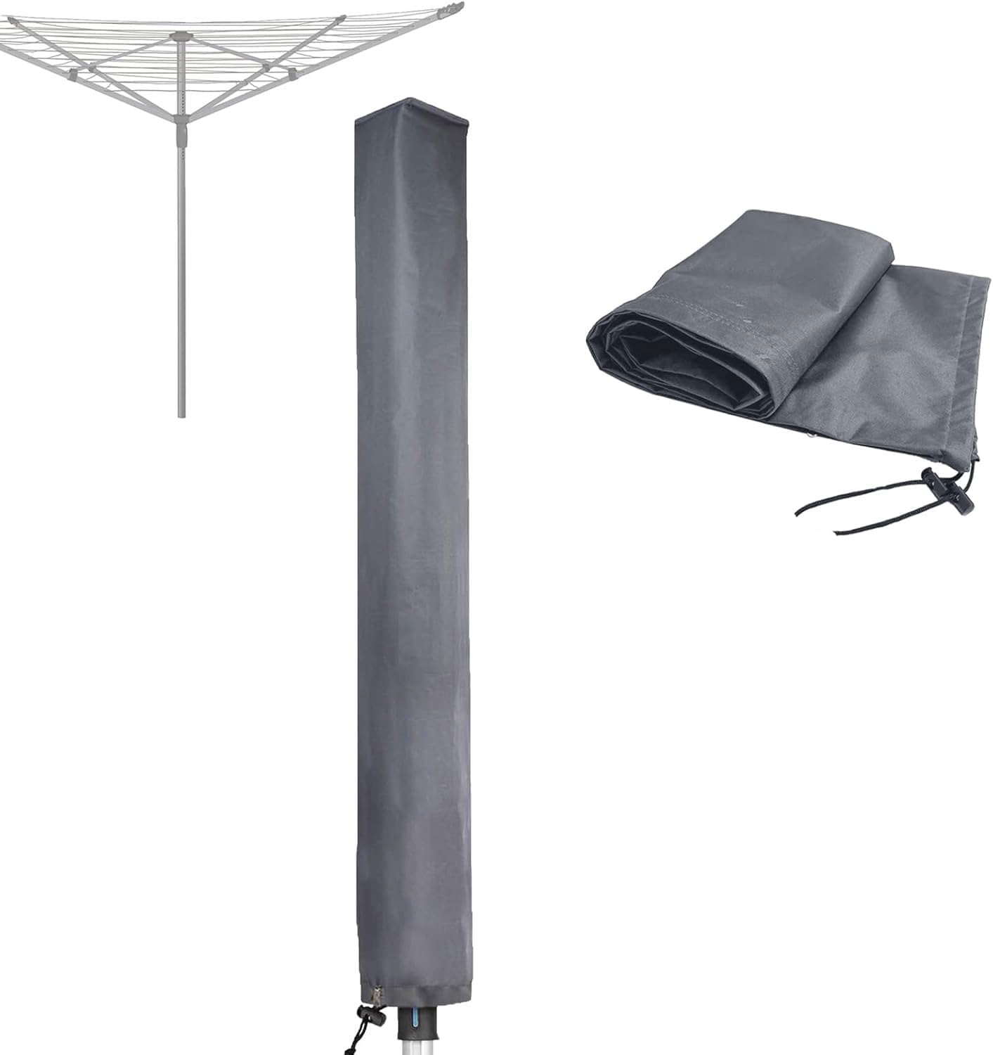 RICHIE Rotary Airer Cover Waterproof with Zip Protective Cover for Rotary Airers, 16 x 16 x 165 cm, Grey