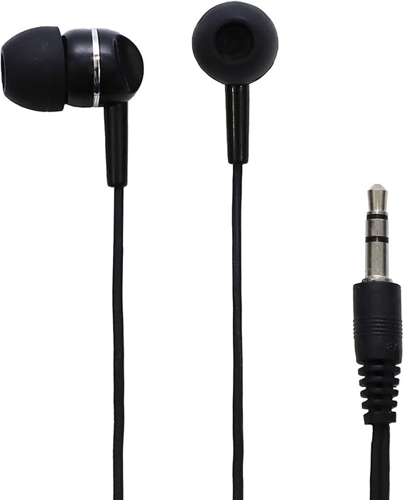 Avid Products Bulk Disposable AE-205 Stereo Earbuds with 3.5mm Plug, Eco-Friendly Packaging with Hang Hole (25 Pack)