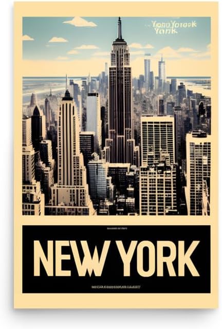 Vintage Style New York Travel Poster - Rediscover The Golden Age (12" x 18")
