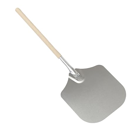 American Metalcraft 3016 Aluminum Pizza Peel with 19 Inch Wood Handle - 12 x 14 Inch, 14 Gauge Aluminum Blade - Tapered Edges for Smooth Handling - Durable Commercial Grade, Silver
