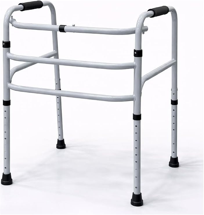 Ayarlanabilir Yürüteç, Tekersiz Walker, Metal Gövde, Kaymaz Ayaklı, 120 kg Kapasiteli, Hasta ve Yaşlı için Yürüme Destek Aparatı