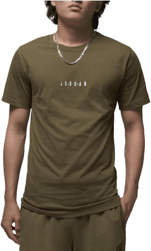 Jordan Air Men's T-Shirt (Medium Olive/White/White, DM3182-222) Size Medium