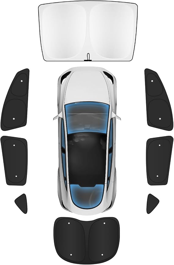 8PCS Windshield Sunshade for Tesla Model 3 (2017-2025), Front&Rear Side Window Privacy Sun Shade Privacy Cover Sun Visor Thermal Insulated Model 3 Accessories