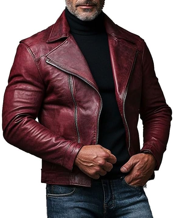 Men Devil Style 5 Gaming Costume Maroon Leather Jacket