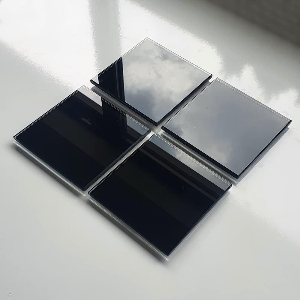 DECORITA 4'lü Takım | Cam Bardak Altlığı | 10cm X 10cm | (DÜZ RENK SİYAH)