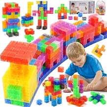 BananMelonBM 100 PCS Magnetic Blocks - Transparent Rainbow Magnetic Cubes Building Toys for Kids Ages 1-3 2-4 4-8, STEM Learning Preschool Educational Sensory Magnet Toys for Boys Girls