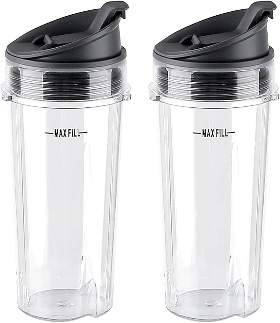 Replacement Parts 16oz Single Serve Cup with Sip&Seal Lid, Compatible with Ninja Blender BL200 30/ BL201 30/BL201C 30/BL203QBK/BL100 (2 Pack)