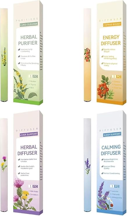 Herbal Diffuser Pen - Portable Lung Cleansing Inhaler with Mullein,Thyme, Mint, Guarana & Green Tea for Respiratory Health & Enhanced Breathing Support,Plant-Based Aromatherapy Pen (Mixed)