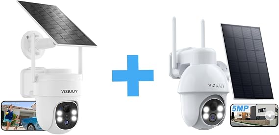 VIZIUUY 3MP Solar Security Cameras Wireless Outdoor and 5MP Security Cameras Wireless Outdoor