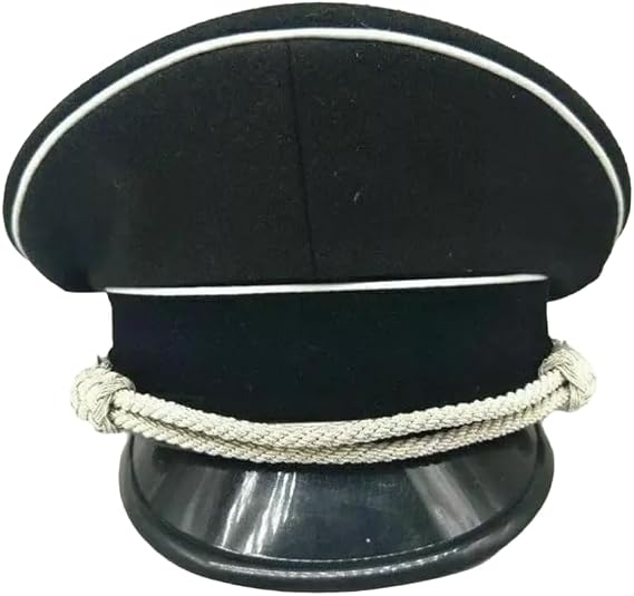 WW2 German Elite Officer Visor Hat Cap, Black (56cm to 63cm)
