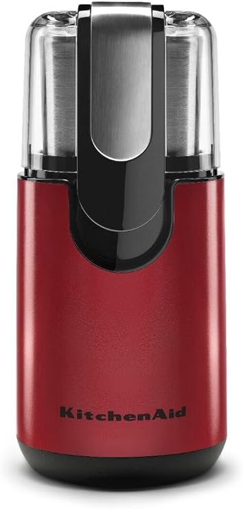 KitchenAid BCG111ER Blade Coffee Grinder, 4 oz, Empire Red | Quickly Grinds Beans for Fresh Coffee, One-Touch Operation, Removable Stainless Steel Bowl, Measures for 4, 8, 10 or 12 Cups