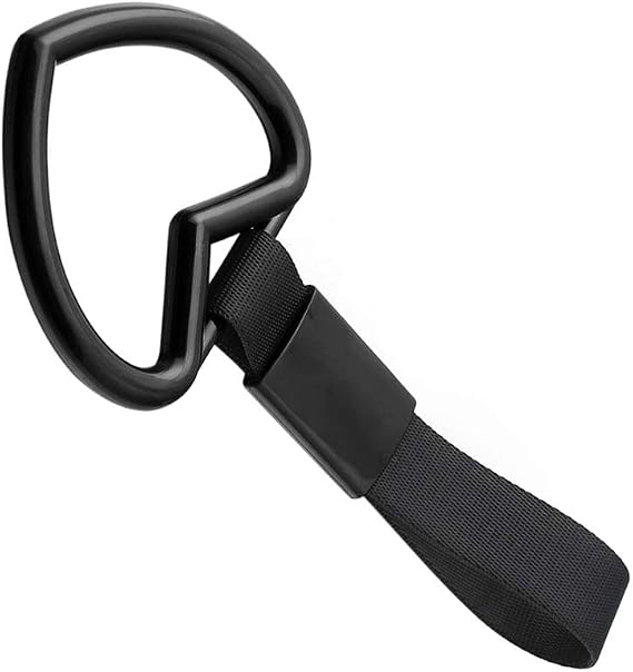 1 PC Heart JDM Tsurikawa Hang Ring Subway Train Bus Handle Hand Strap Drift for Car (Heart: Black)