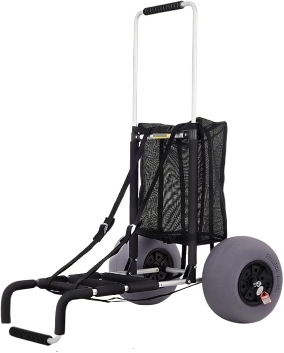 Beach Carts For The Sand W/ 12" TPU Balloon Wheels 165LBS Loading Capacity Adjustable Height For Picnic Fishing(23x15in)