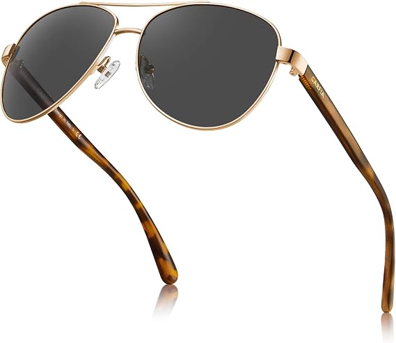 CARFIA Polarized Pilot Sunglasses for Women UV400 Metal Frame