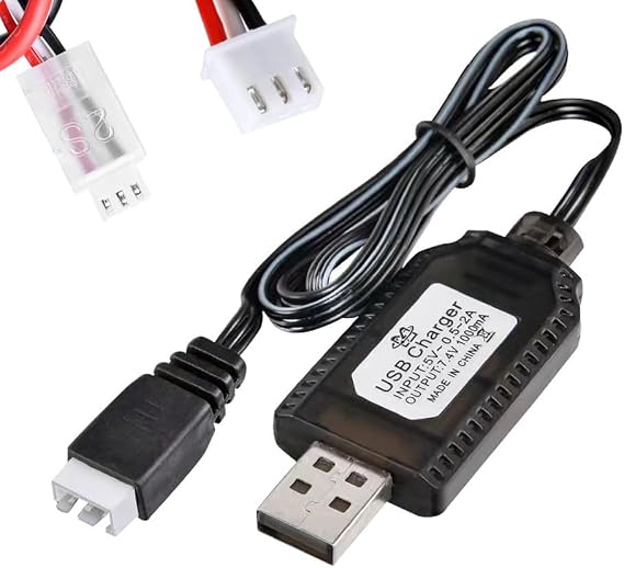 RC Charging Cable 7.4V, JST-XH-3P Plug Battery Charger USB Cable Charging Cord for LiPo Rechargeable Batteries Pack, for RC Toys Car Train Drone Boat Airplane Quadcopter