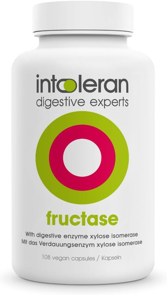 Intoleran Fructase Digestive Enzymes - 108 Capsules | Supplement for Fructose Intolerance | Enzymes to Help Digest Sugary Foods & Drinks Fruit Sugar | Fast Acting | Pure and Vegan | Low FODMAP