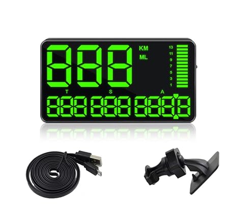 5.5" Universal HUD Head Up Display MPH/KMH GPS Digital Speedometer Over Speed Alarm Tired Driving Warning Windshield Project for All Vehicle Bicycle Motorcycle