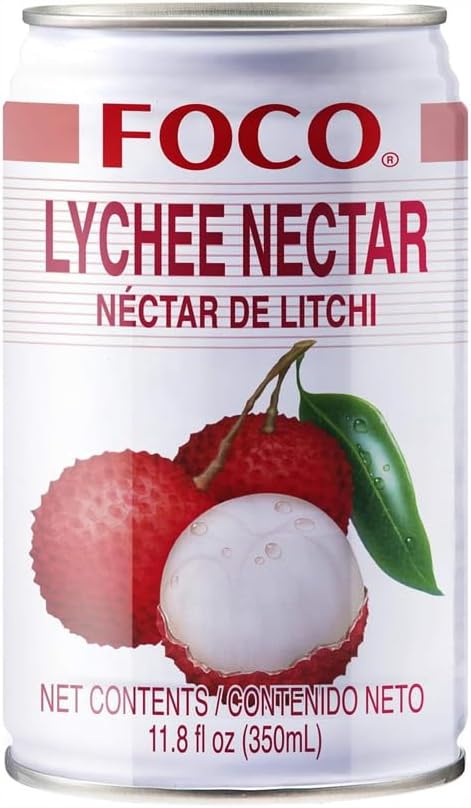 FOCO Lychee Juice, Lychee Juice, Original Sweetness of Fruits, Cold Drinking, For Making Cocktails and Desserts 11.8 fl oz 350 ml x 24 Pieces