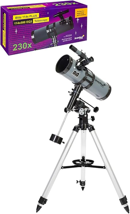 Levenhuk Blitz 114s Plus 114mm Powerful Short-Focus Newtonian Reflector Telescope with Tripod and Extended Accessories Set