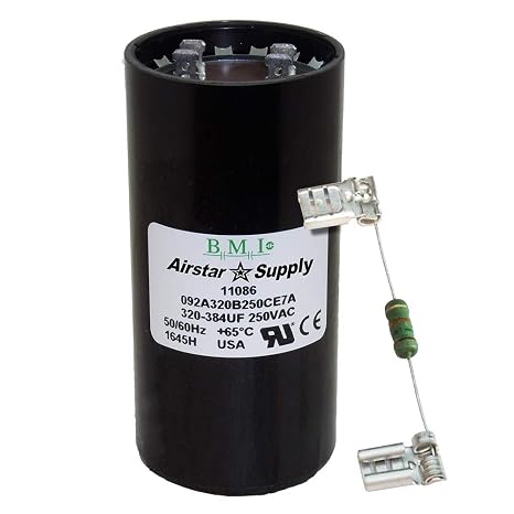 320-384 uF x 220 250 VAC - BMI/USA Start Capacitor # 092A320B250CE7A with Bleed Resistor