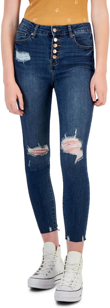 Celebrity Pink Womens Juniors High Rise Destroyed Skinny Jeans