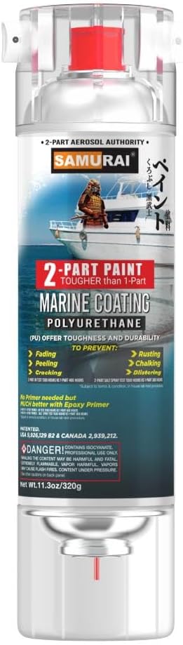 SAMURAI Spray Paint for Marine 2-Part Polyurethane marine Spray Paint (GOLD, Pack of 1 Can)