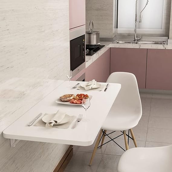 Wall Mounted Drop Leaf Table Folding Wall Table, Laundry Folding Table ,Floating Card Desk,Space Saving Lightweight Hanging Table for Study, Bedroom, Bathroom, Or Balcony ( Color : White , Size : 50x5
