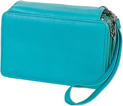 Deluxe PU Leather Pencil Case 72 Slots Colored Pencil Organizer for Artist Painter 4 Layers Zipper Pencil Box with Removal Handle Strap, Large Capacity Pencil Case Green