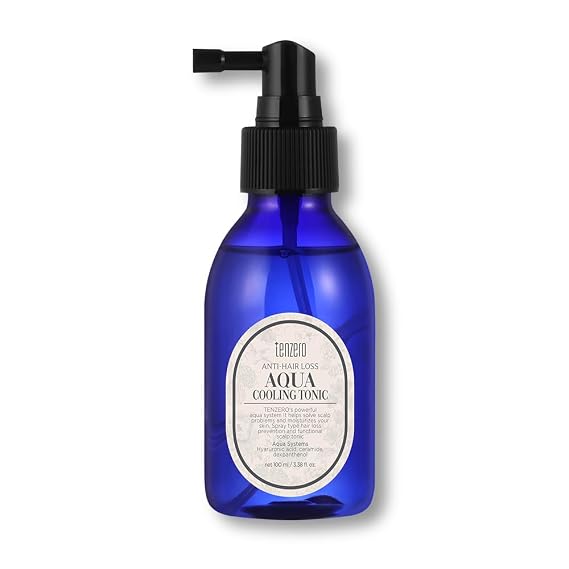 TENZERO Aqua Cooling Hair Scalp Tonic 3.38oz / 100ml, Instant Cooling Scalp Spray, Revitalize Dry Scalp, Nutritional Hair Care Spray, Support Hair Grow Healthier
