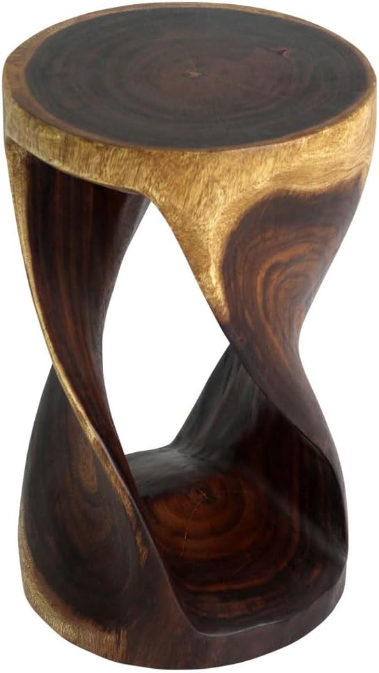Haussmann Round Twist End Table, Walnut, 14 in Dia x 23 in H