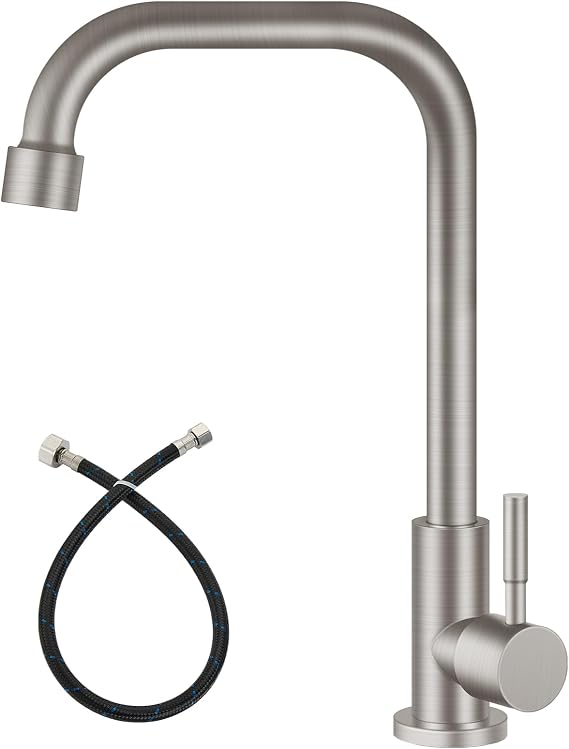 Heyalan Bar Sink Faucet, Cold Water Only, 360 Swivel,Brushed Nickel