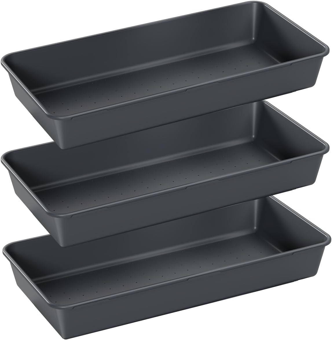 3PCS Large Plastic Drawer Organizer, 12 X 6 Desk Drawer Organizer and Storage Trays, Large-size Storage Bins, Organization and Storage Container for Makeup Vanity, Kitchen Utensil, Office, Bathroom