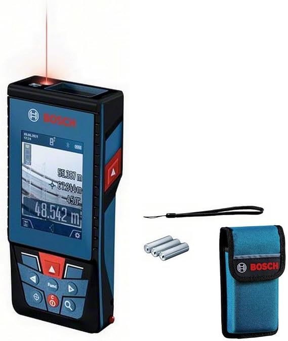 Bosch Professional Laser Measure GLM 100-25 C (integrated camera, range: up to 100m, robust, IP54, ± 1.5 mm*, 3x AA batteries, hand strap, pouch)