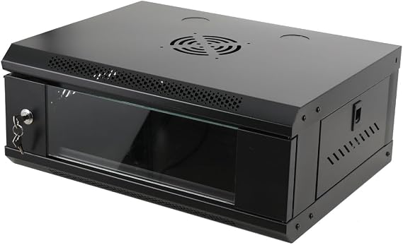 4U Server Rack Cabinet, Wall Mounted Server Cabinet with Glass Locking Door, IT NetworkRack, Wall Mount Computer Case, ServerRack Enclosure 550400210mm Lockable ServerCase for IT Equipment