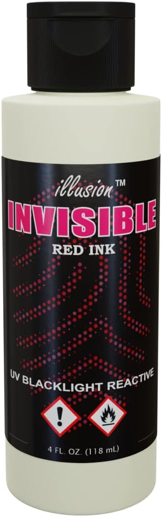 UV Reactive Black Light Invisible Ink (4 Fl Oz, Red)