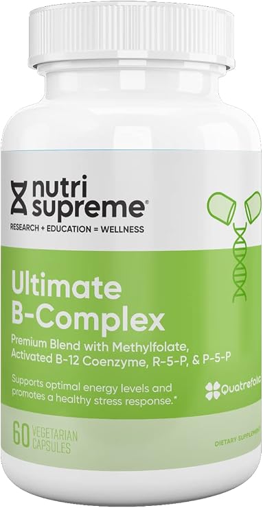 Nutri Supreme Ultimate B Complex, Highly Absrobable Essential B Vitamins with Methylfolate to Support Nervous System Function, 60 Capsules